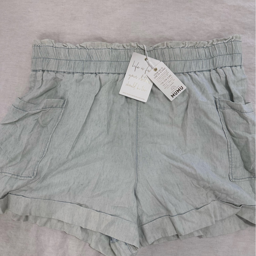 Show Me Your MuMu Soft Light Demin Colored Stretchy Soft Shorts